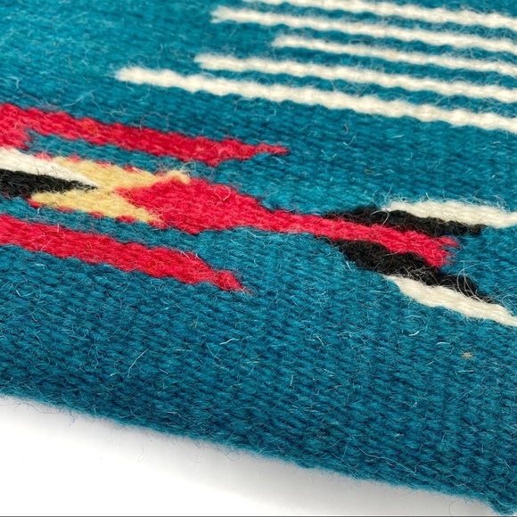 Turquoise Chimayo Style Wool Clutch Purse - Picture 11 of 13